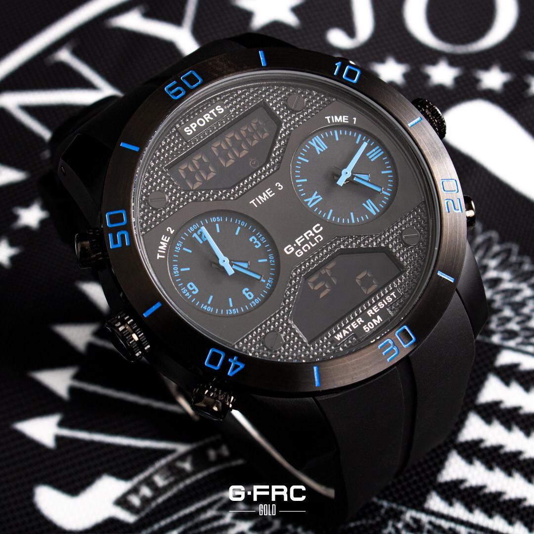 Reloj Sport G-FRC GOLD negro tablero negro letra azul
