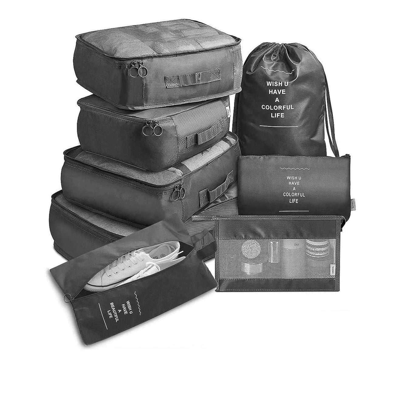 Organizador de maleta 8 Piezas color Negro